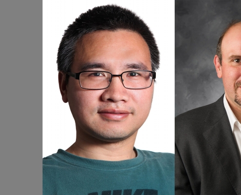Headshot photos of Wei Zhang and Gabriele Villarini.