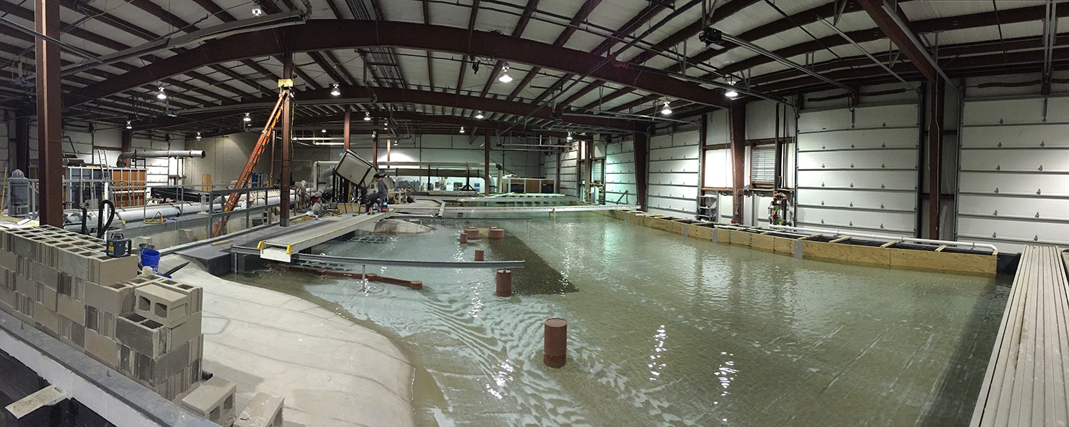 A huge warehouse-sized model of the Cardinal Power Plant and the Ohio River