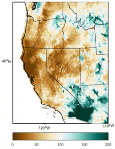 Map showing drought conditions in the western United States in 2020