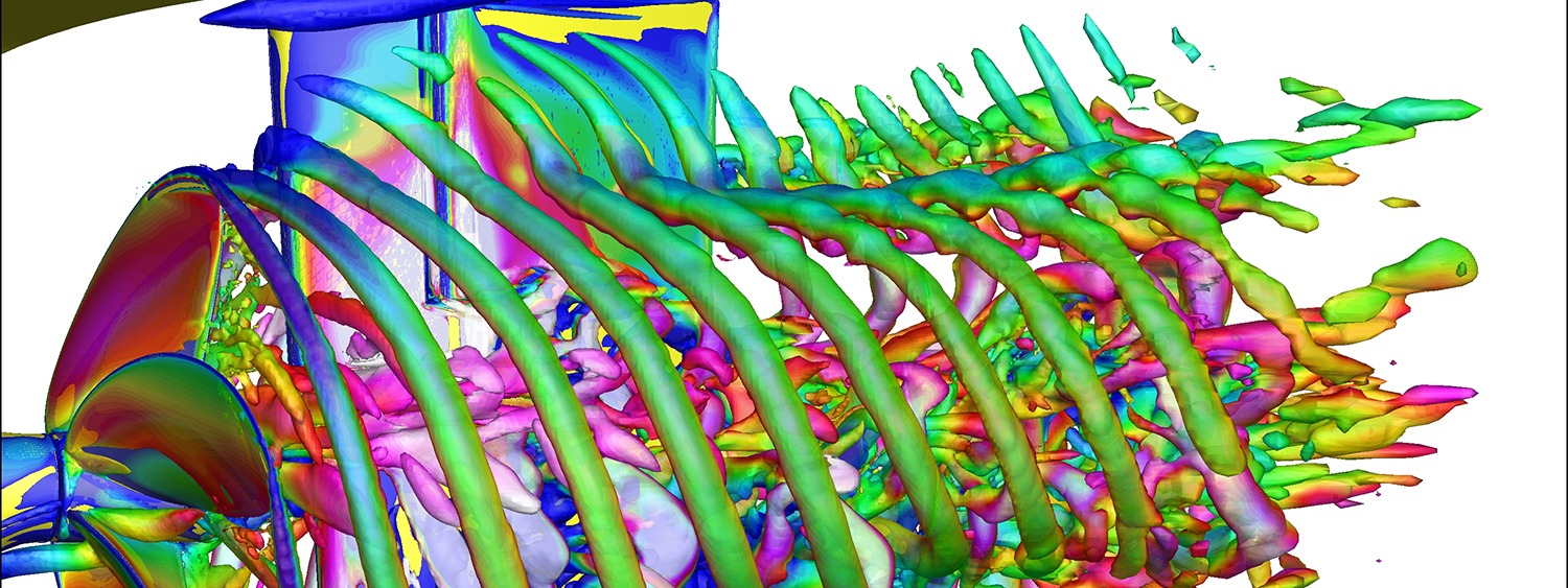Colorful computational simulation of a propeller in water